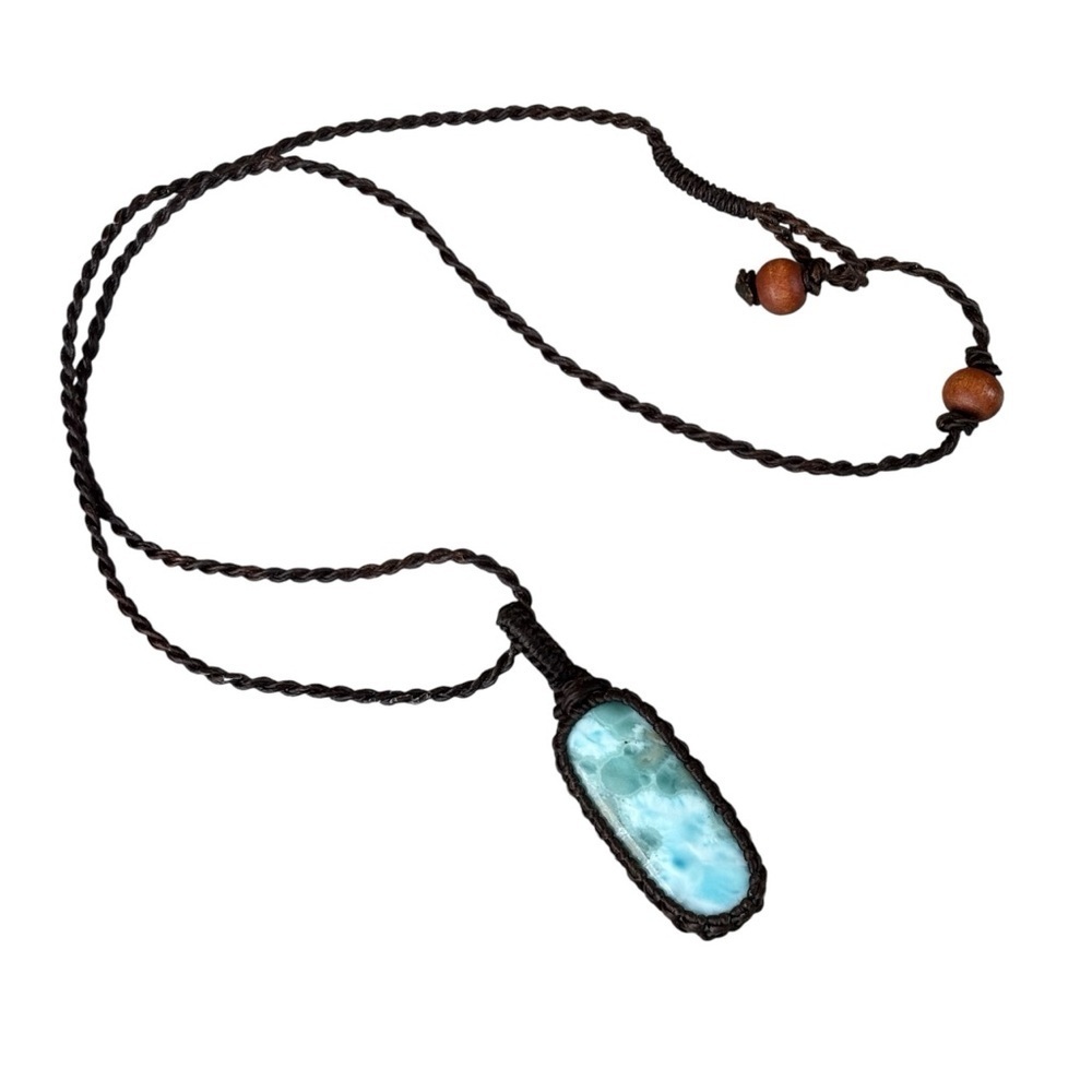 π Larimar Stone Pendant Necklace π - Picture 3 of 4